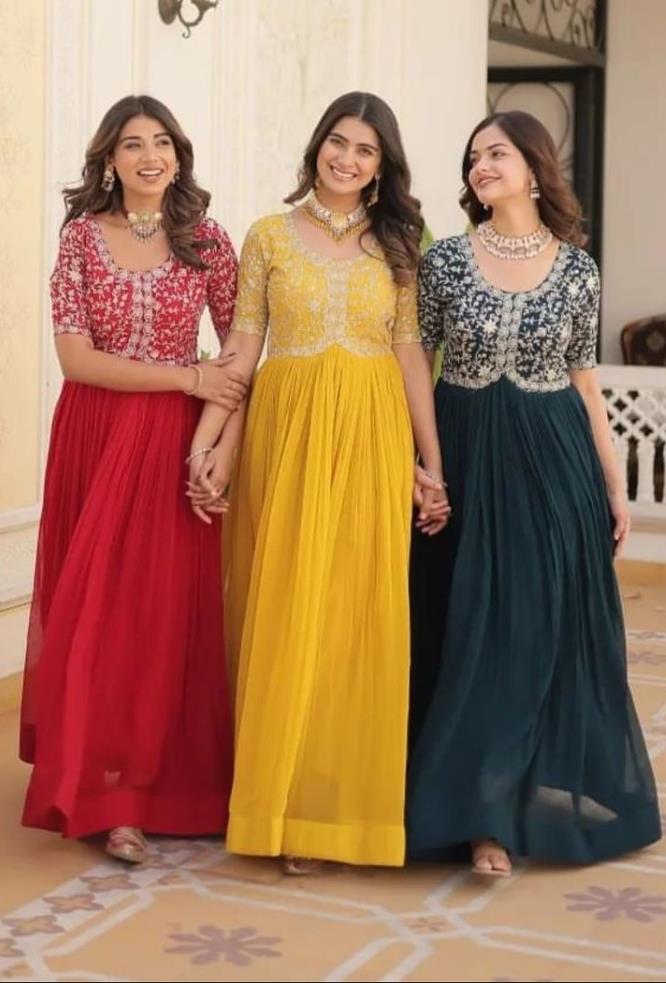 Tilla Mirror Embroidery 3 Pc Chiffon Maxi Stitched